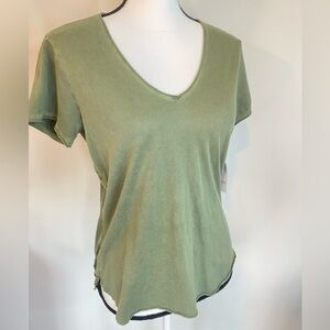 Bella Dahl NWT Women's Evergreen V-Neck Raw Edge Top size XS 100% Cotton
